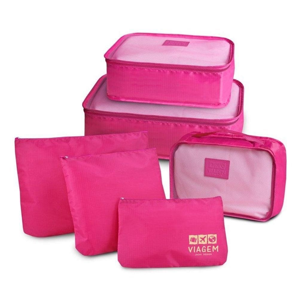 Organizador De Malas De 6 Peças Estampa Lisa Jacki Design Pink