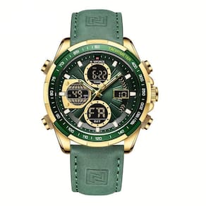 Relógio Esportivo De Luxo À Prova Da Água Com Funções De Data E Cronógrafo Verde Dourado