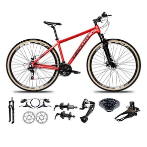 Bicicleta Aro 29 Absolute Nero 5 Freio Hidráulico K7 27v Garfo Com Trava Pneu Com Faixa - Vermelho Tam.17