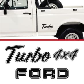 Kit Emblema Adesivo Ford F1000 Turbo 4x4 Em Preto F10001 Preto