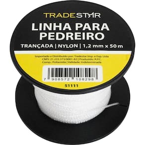 Linha Pedreiro Nylon Trançada 0,8mmx50m Bca Com 2 Tradestar