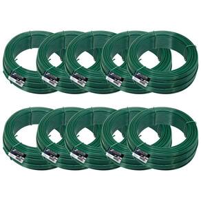 Kit C/ 10 Arame P/ Tela Revestido Pvc 1kg Verde Bwg16 1,65mm