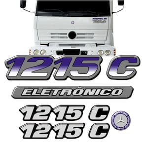 Kit Adesivo Mercedes Benz 1215 C Eletronico Emblema Truck 33 Resinado Preto