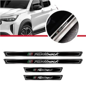 Kit 8 Adesivos Soleira Porta Compatível Fiat Fastback Preto