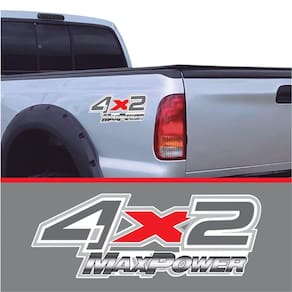 Par Adesivo Emblema Lateral Caçamba Ford F250 4x2 Maxpower Cinza