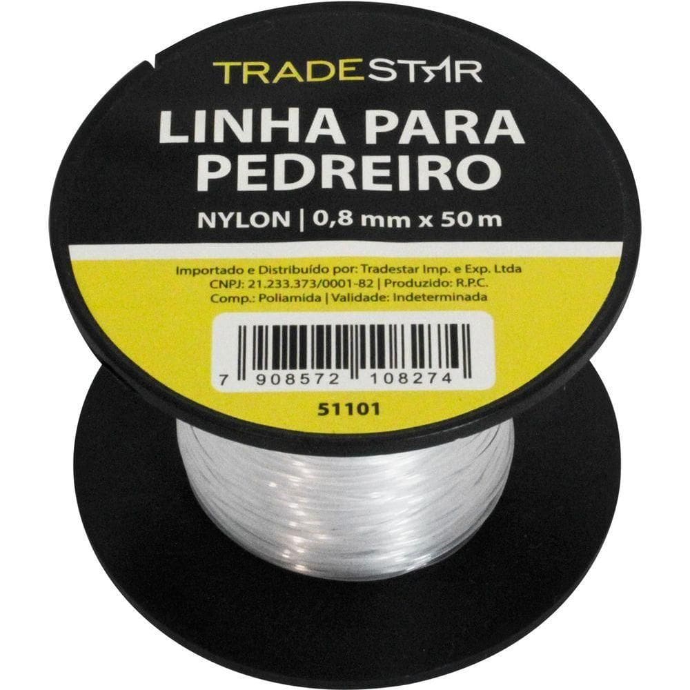 Linha Pedreiro Nylon Lisa 0,8mmx50m Branca Com 2 Tradestar