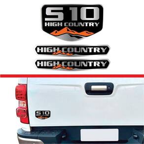 Kit Adesivo Emblema S10 High Country Resinados Preto E Laranja