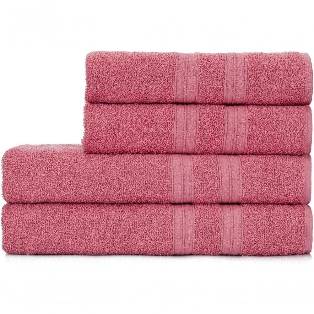 Toalhas De Banho 4 Peças 100% Algodão Alta Absorção (2 Banho + 2 Rosto ) Padrão Hotel pousada Rosê