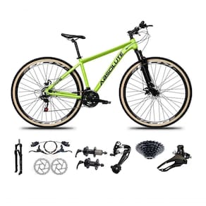 Bicicleta Aro 29 Absolute Nero 5 Freio Hidráulico K7 27v Garfo Com Trava Pneu Com Faixa - Verde Tam.15