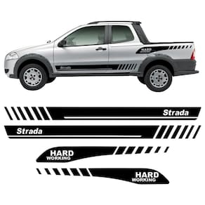Adesivos Para Fiat Strada Hard Working Cabine Dupla Grafite Grafite
