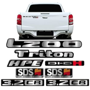 Kit Adesivos Emblemas Mitsubishi L200 Triton 3.2 Cr Resinado Cromado