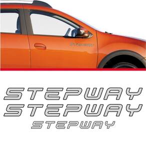 Kit Adesivos Sandero Stepway 2015 Lateral E Traseiro Prata Preto