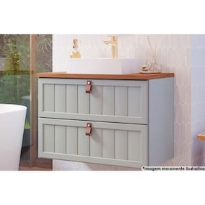 Gabinete De Banheiro Suspenso Sense 1 Gaveta E 1 Porta Basculante C-cuba 80cm Pistache - Mgm