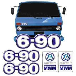 Kit Adesivos 6-90 Emblema Caminhão Volkswagen Mwm Resinado Azul