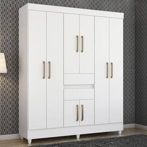 Guarda Roupa Casal 8 Portas E 2 Gavetas Paranaguá Branco Branco