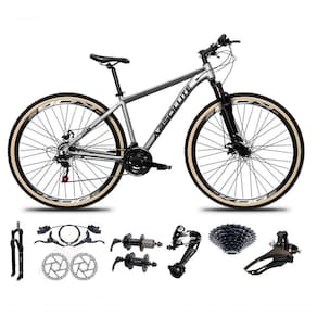 Bicicleta Aro 29 Absolute Nero 5 Freio Hidráulico K7 27v Garfo Com Trava Pneu Com Faixa - Cinza Tam.15