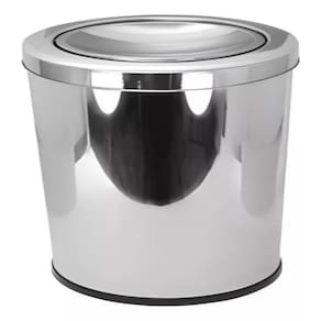 Lixeira Inox Basculante 30 Litros Grande Cesto De Lixo Tampa Giratoria Escritorio Banheiro Cozinha Prata