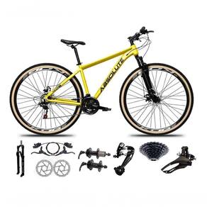 Bicicleta Aro 29 Absolute Nero 5 Freio Hidráulico K7 27v Garfo Com Trava Pneu Com Faixa - Amarelo Tam.15