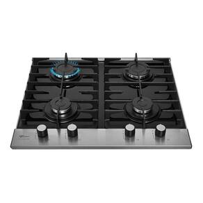 Cooktop A Gás Fischer 4 Bocas Platinium Com Trempe De Ferro Fundido Mesa Vidro Bivolt