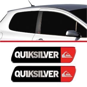 Par Adesivo Emblema Coluna Quiksilver Linha Peugeot Resinado Preto