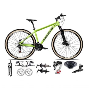 Bicicleta Aro 29 Absolute Nero 5 Câmbios Shimano 24v K7 Freios Hidráulicos Garfo Trava Com Pneu Faixa - Verde Tam.15