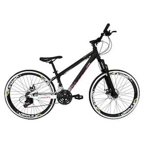 Bicicleta Aro 26 Vikingx Tuff X44 Preto-branco 21v Alumínio Freio A Disco Aros Vmaxx Pretos