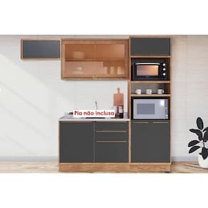 Cozinha Completa Versalis 4 Peças (2 Aéreos + 1 Balcão + 1 Paneleiro) C4p194 Freijo-grafite - Herval