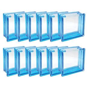 Kit 12 Bloco De Vidro Azul C Furo Quadrado 19x19x8 Tradestar