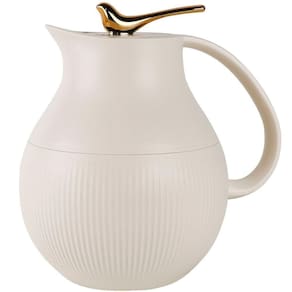 Garrafa Térmica De Mesa Pássaro Dourado Branco Leite Chá 1l