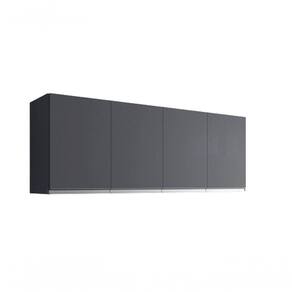 Armário Aéreo P- Cozinha Andreia 160cm C- 4 Portas Cinza - Ajl Móveis