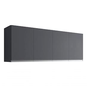 Armário Aéreo Cozinha Cinza 150cm 4 Portas Ajl Móveis