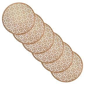 Kit 6 Jogo Americano Redondo De Plástico Circulos Rosê 38 Cm - D`rossi