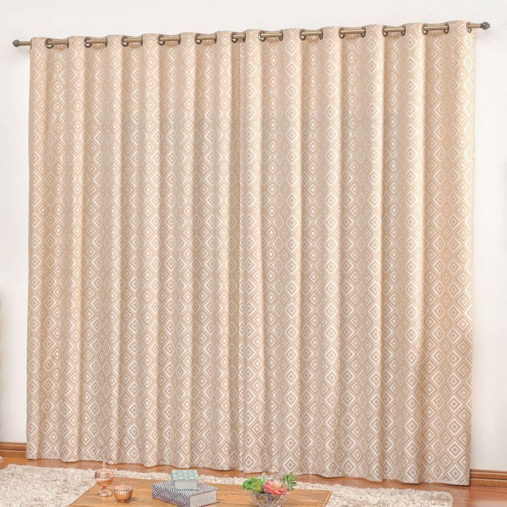 Cortina Em Jacquard Bahamas 4,00 X 2,70 Para Varão - Bege
