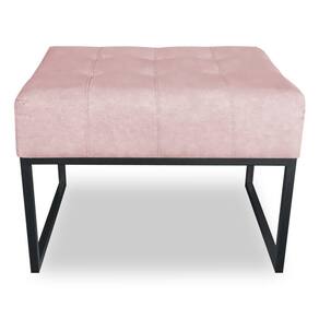 Puff Lisa Suede Base Metálica Industrial Preto - Pallazio Cor Rosa Bebê