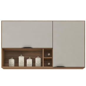 Armário Aéreo Firenze 120cm 2 Portas Com Nicho E Adega 94221 Amendola Touch E Nude Tx