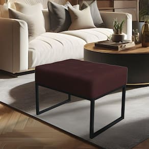 Puff Lisa Suede Base Metálica Industrial Preto - Pallazio Cor Marsala