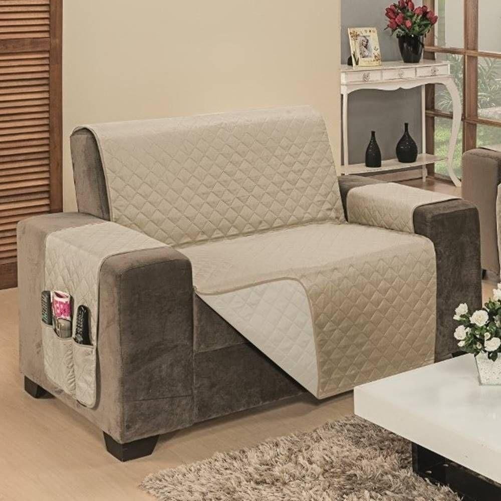 Protetor De Sofá Dupla Face Impermeável Mr 2 E 3 Lugares - Cáqui/palha