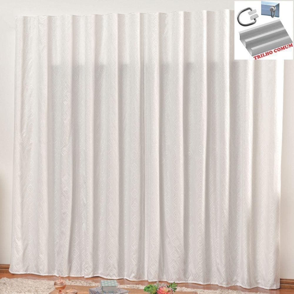 Cortina Em Jacquard Bahamas 2,00 X 1,70 Para Trilho Comum - Branca