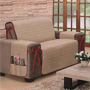 Protetor De Sofá Dupla Face Premium 2 Lugares King - Vermelho/cáqui