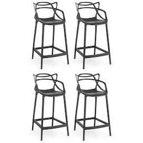 Kit 4 Banquetas Média Allegra 66cm Design Cozinha/bancada - Preto