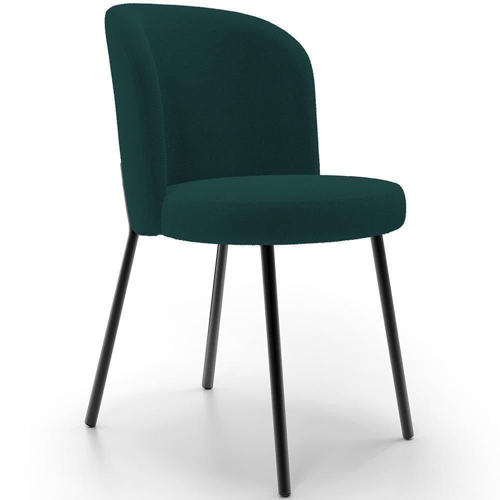 Cadeira Para Sala De Jantar Cozinha Estofada Gavi L02 Bouclê Verde - Lyam Decor
