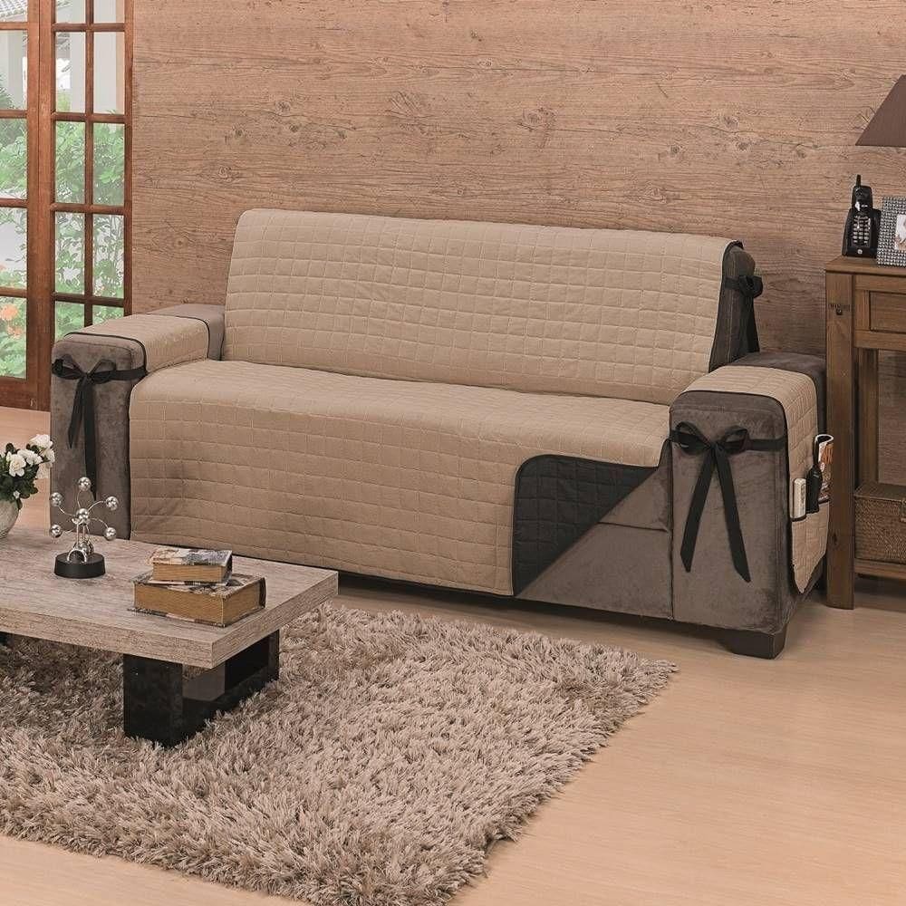Protetor De Sofá Dupla Face Premium 3 Lugares King - Preto/cáqui