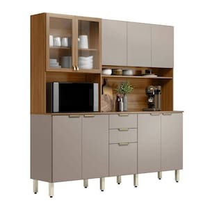 Kit Cozinha Compacta Amora 10 Portas E 2 Gavetas Com Pés Amendola Touch E Nude Tx