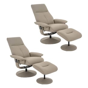 Kit 2 Poltronas De Massagem Reclinável E Giratória Arizona Com Apoio De Pés Pu Fendi G56 - Gran Belo