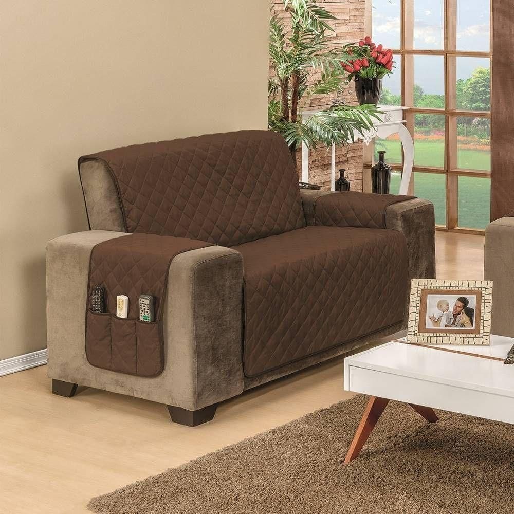 Protetor De Sofá Dupla Face Manu 2 Lugares - Cáqui/marrom