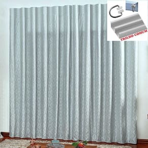 Cortina Em Jacquard Bahamas 2,00 X 1,70 Para Trilho Comum - Cinza Claro