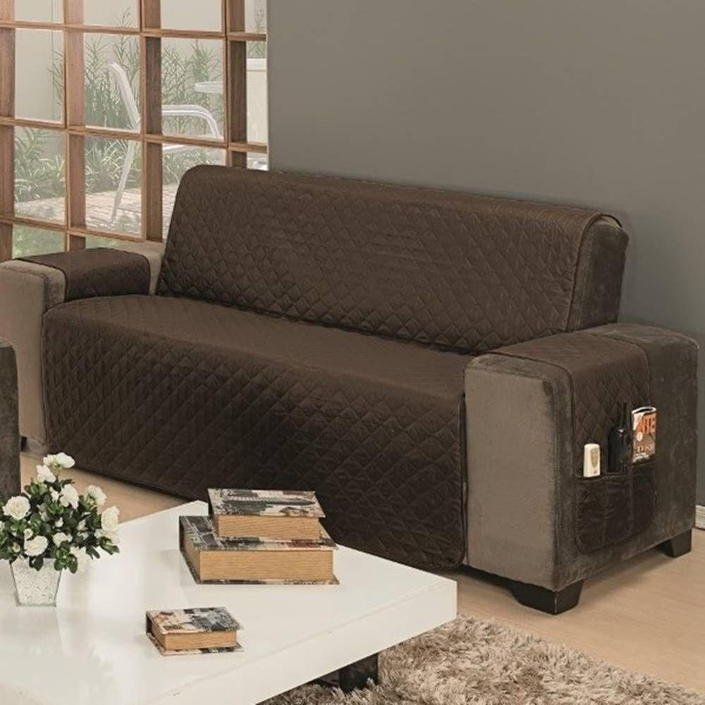 Protetor De Sofá Dupla Face Impermeável Mr 2 E 3 Lugares King - Marrom/cáqui
