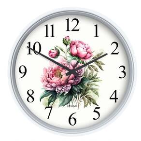 Relógio Parede Herweg Quartz 22cm Nacional 660126 Flores Branco - Branco