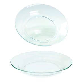 Kit Jogo Prato Fundo Transparente Em Vidro 8 Peças 22,5cm