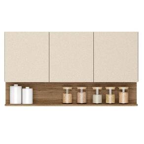 Armário De Cozinha Aéreo Line 3 Portas 120 Cm Kits Paraná Vanilla Freijó